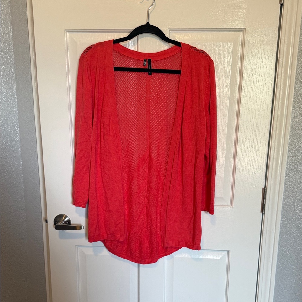 Maurices Coral-Red Open Front Lightweight Cardigan